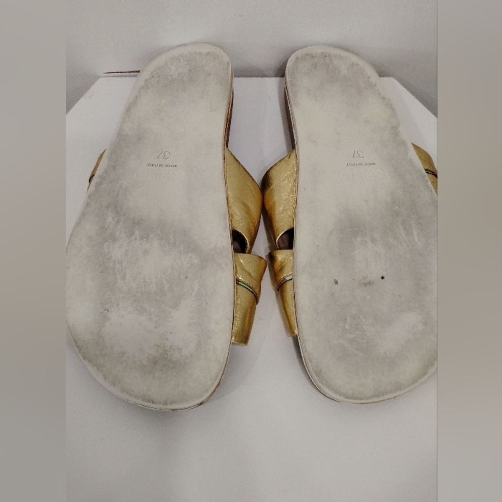 GOLD LEATHER RODO SLIDES - Picture 7 of 10